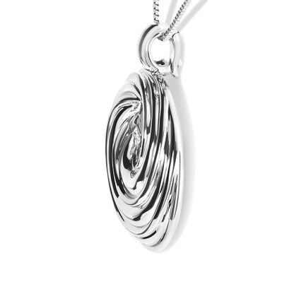 .925 Sterling Silver Endless Wave Swirl Statement Medallion 18" Pendant Necklace-3