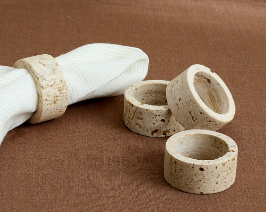 Hana Travertine Napkins Rings Set of 4-0