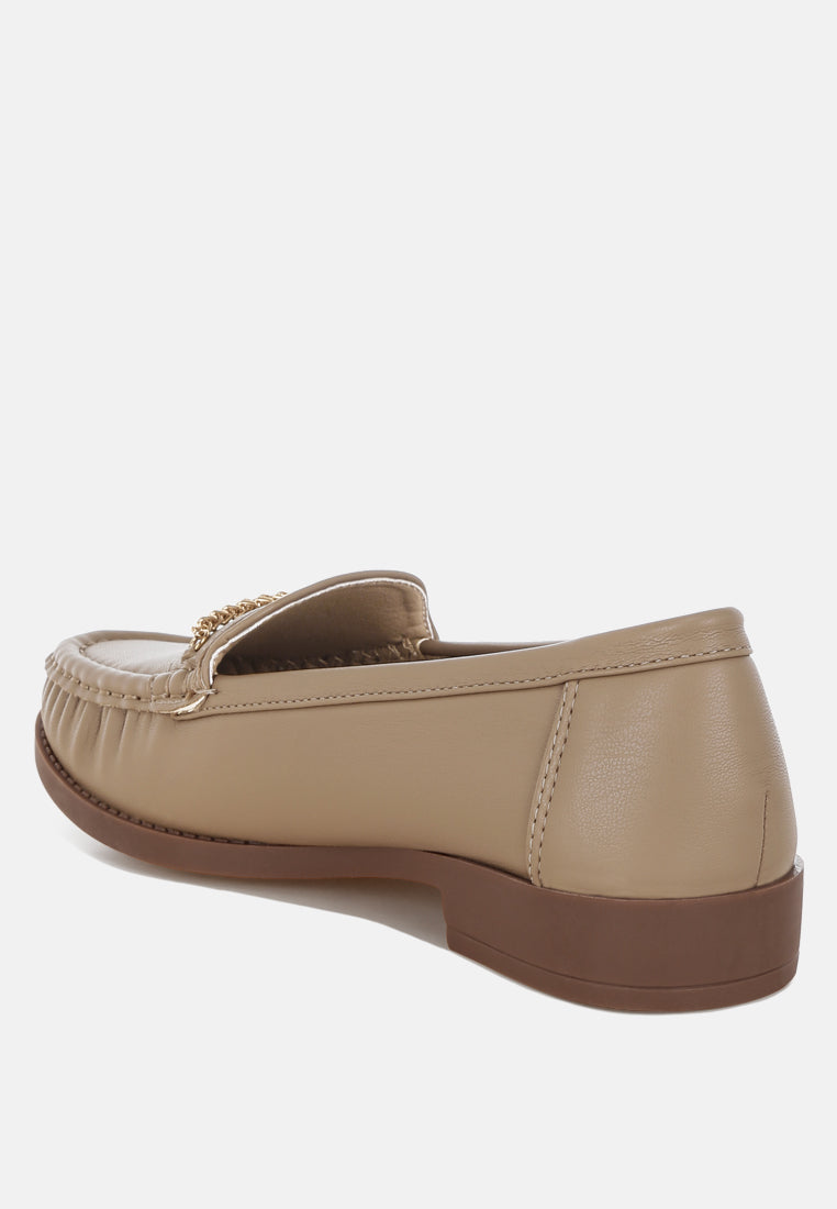 Nemunk Metallic Chain Detail Loafers-2