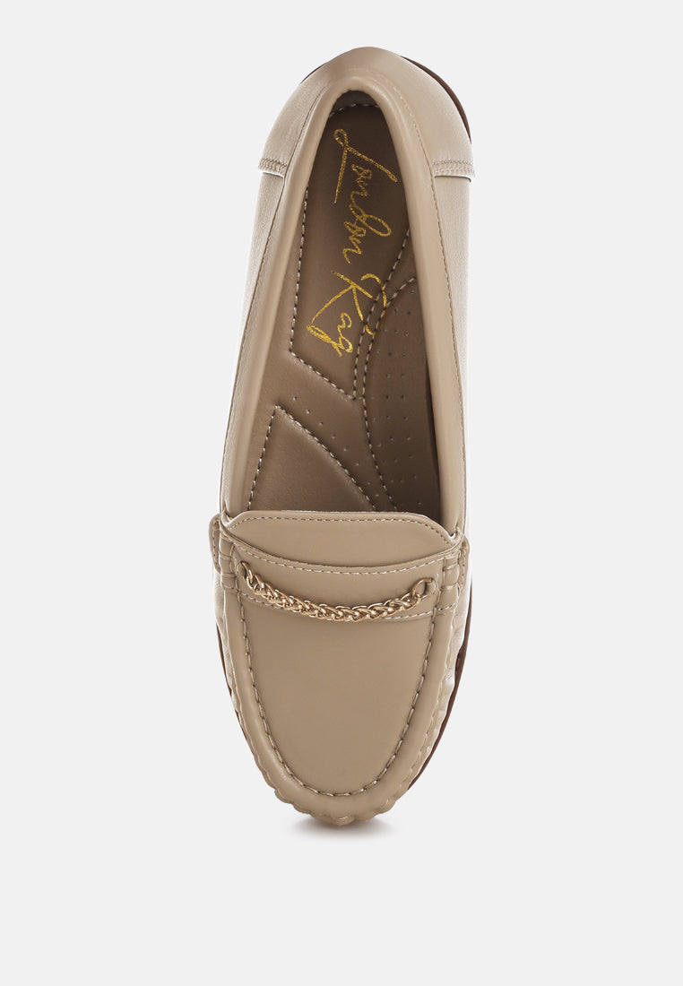 Nemunk Metallic Chain Detail Loafers-3