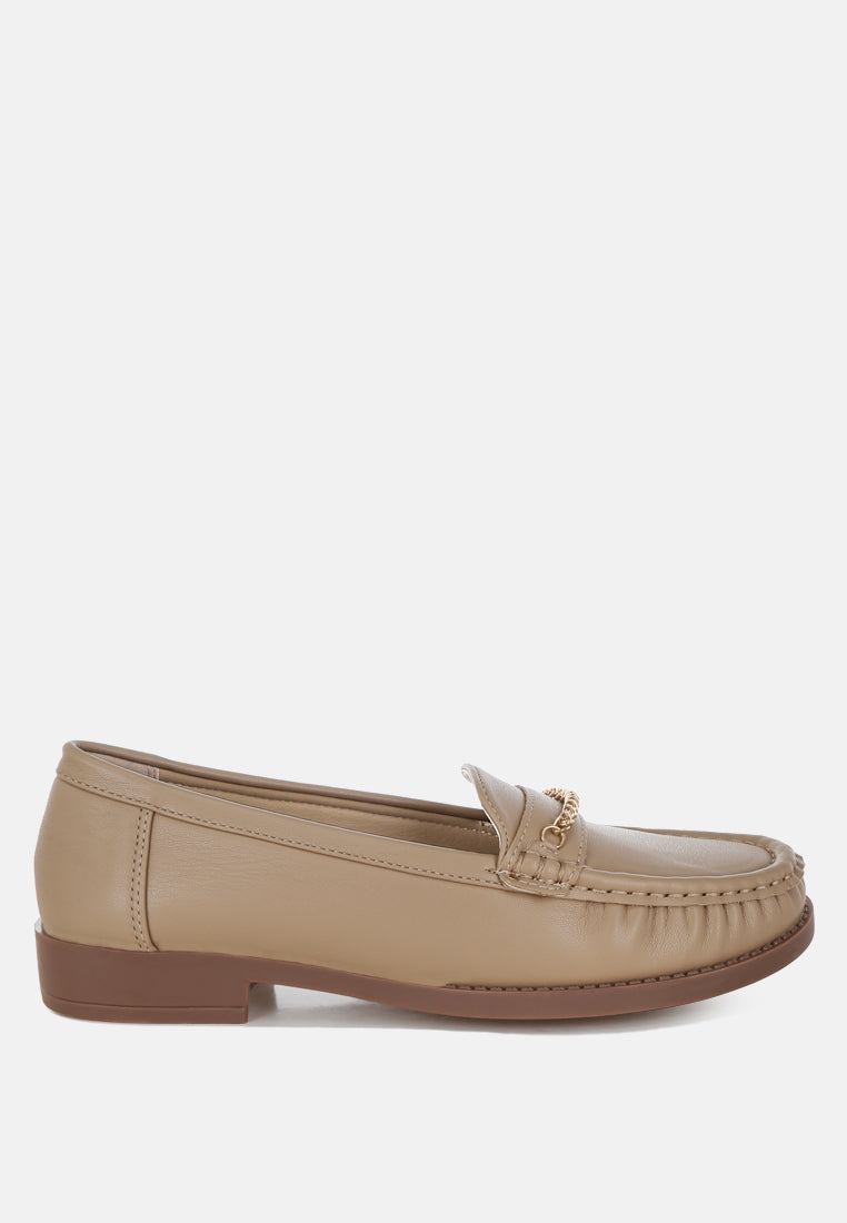 Nemunk Metallic Chain Detail Loafers-0