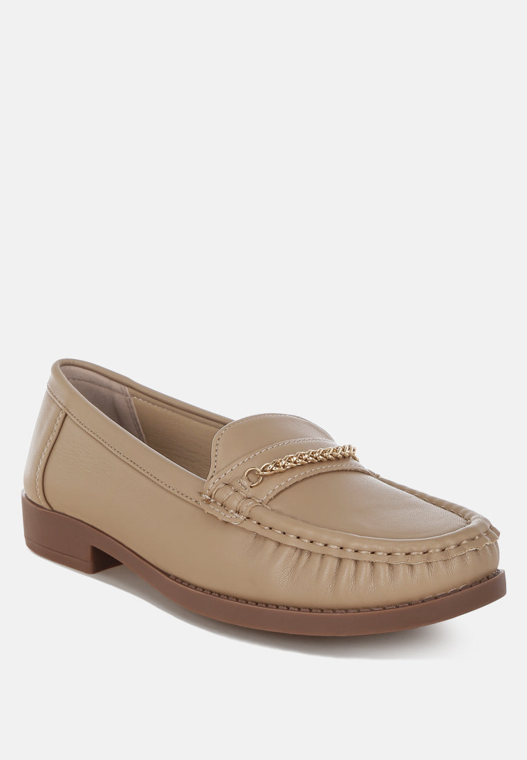 Nemunk Metallic Chain Detail Loafers-1