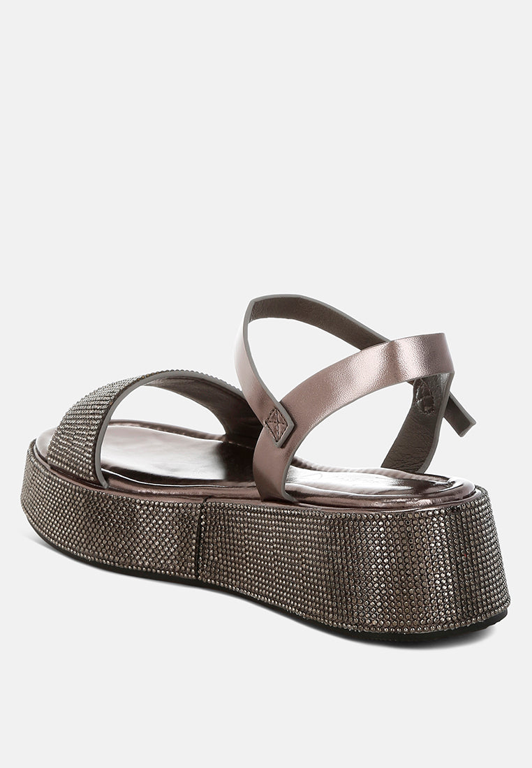 Nensis Rhinestone Embellished Flatform Sandals