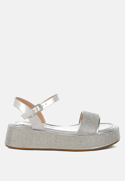 Nensis Rhinestone Embellished Flatform Sandals