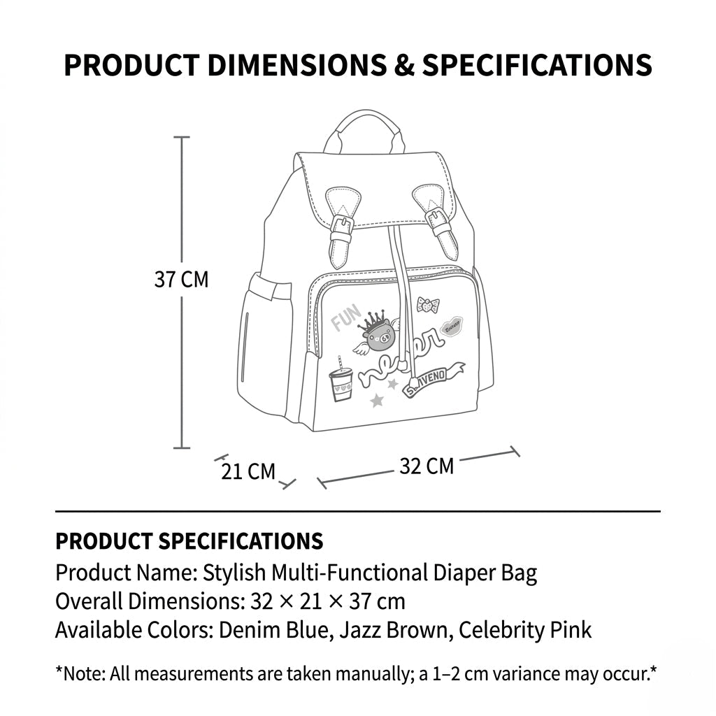 SUNVENO Cute Piglet Doodle Diaper Bag-4