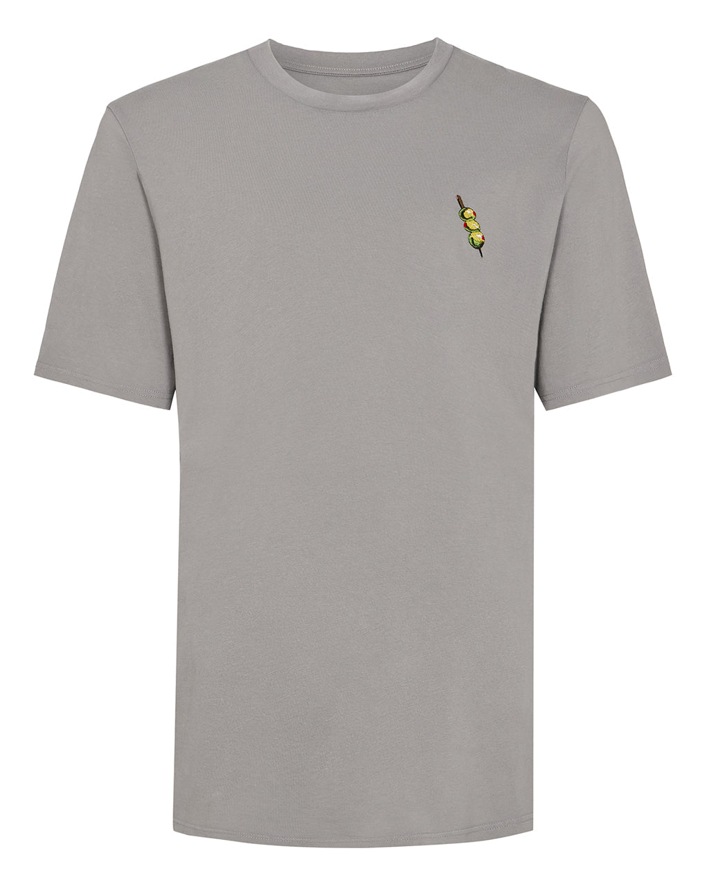 Olives Embroidered Organic Cotton T-Shirt Grey-0