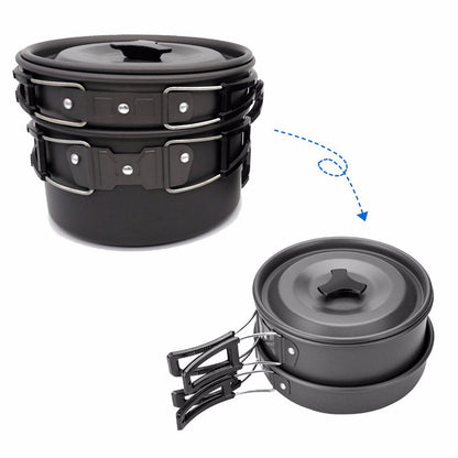 2-3 person Camping Cooking  Ware Sets Pots Pans Picnic-1