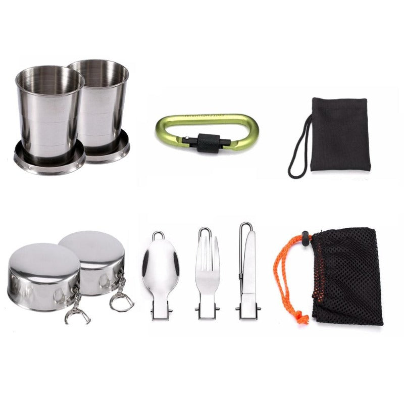 2-3 person Camping Cooking  Ware Sets Pots Pans Picnic-3