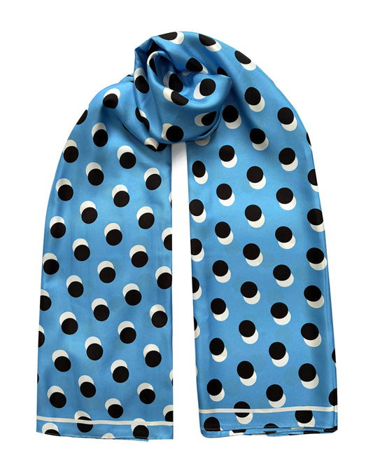 Oversized Polka Dot Silk Scarf Blue-0