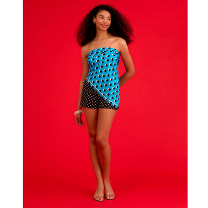Oversized Polka Dot Silk Scarf Blue-2