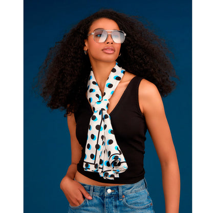 Oversized Polka Dot Silk Scarf White-1