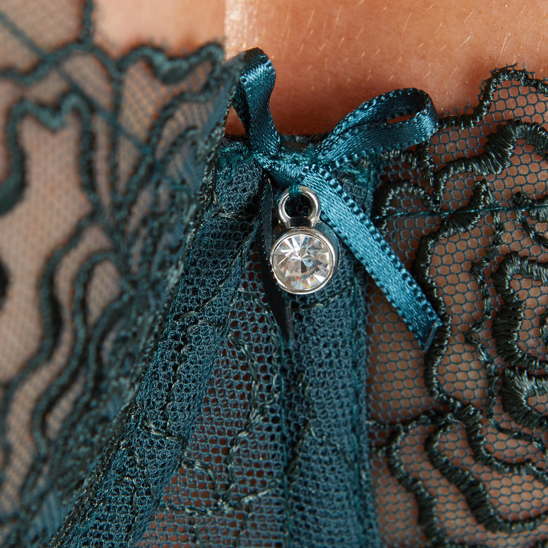 Sheer Mesh Balconette Bra Pamela Pine Green-2