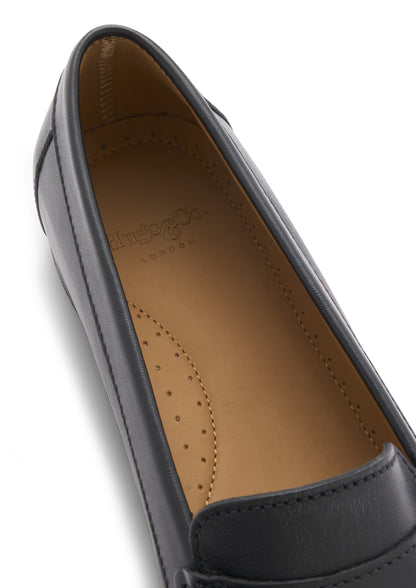 Women's Penny Loafers Leather Sole, black leather-4