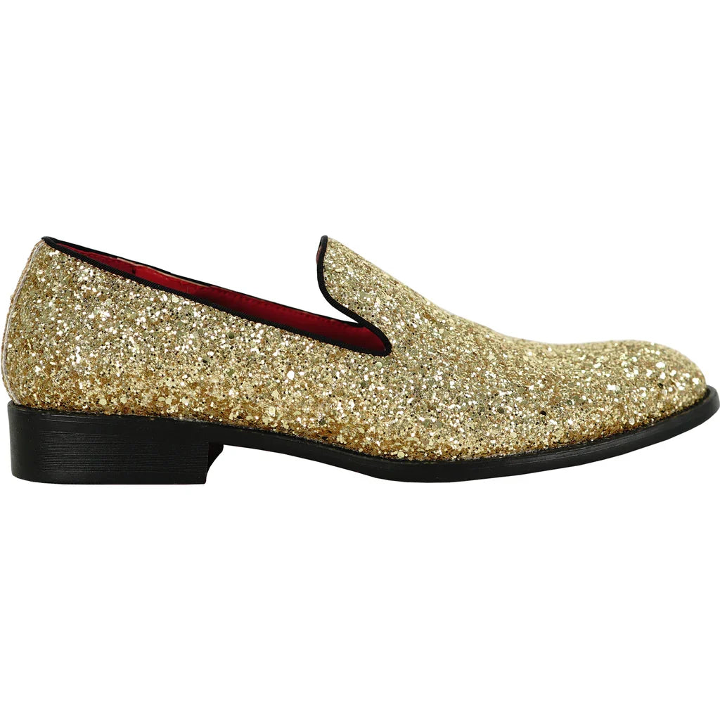 BRAVO Men Dress Shoe PROM-8 Loafer Shoe for Prom & Wedding Gold-3