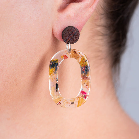 Opal Statement Recycled Skateboard & Resin Earrings-0