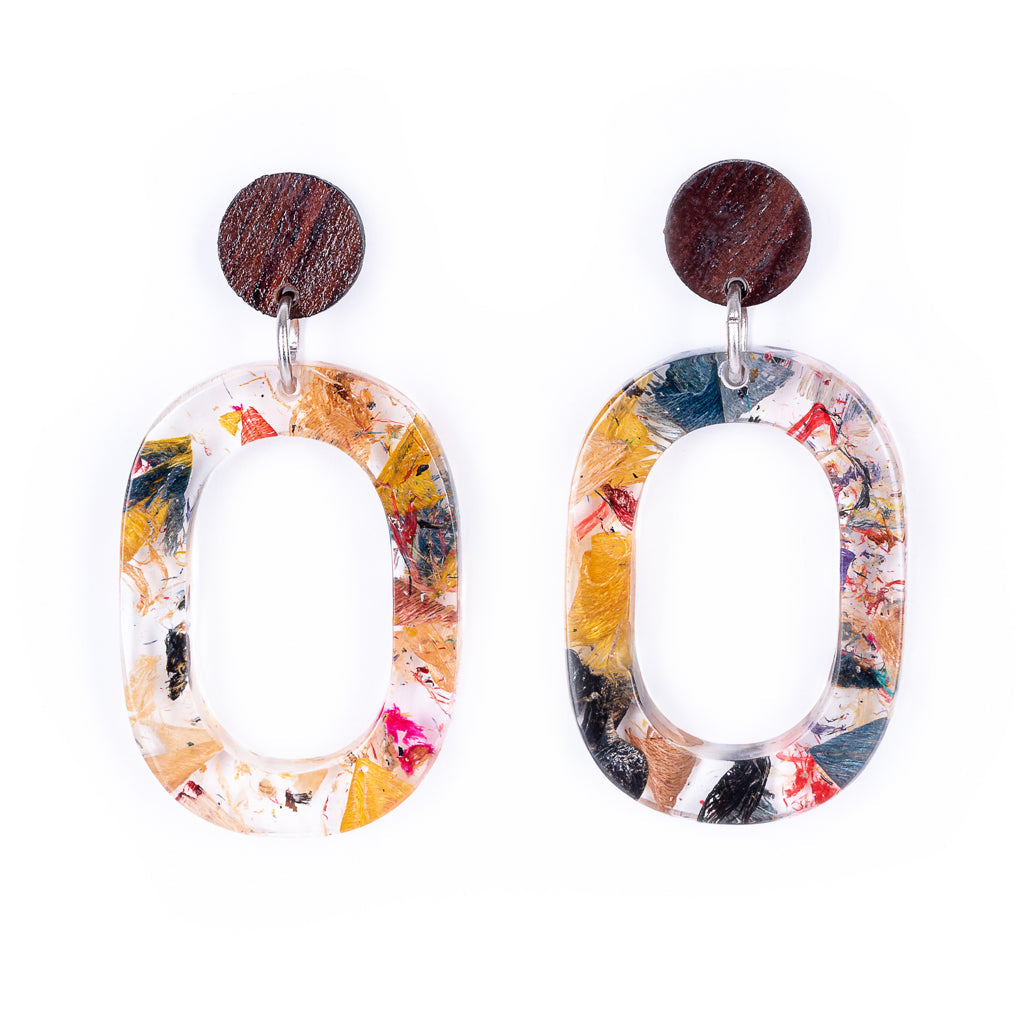 Opal Statement Recycled Skateboard & Resin Earrings-1
