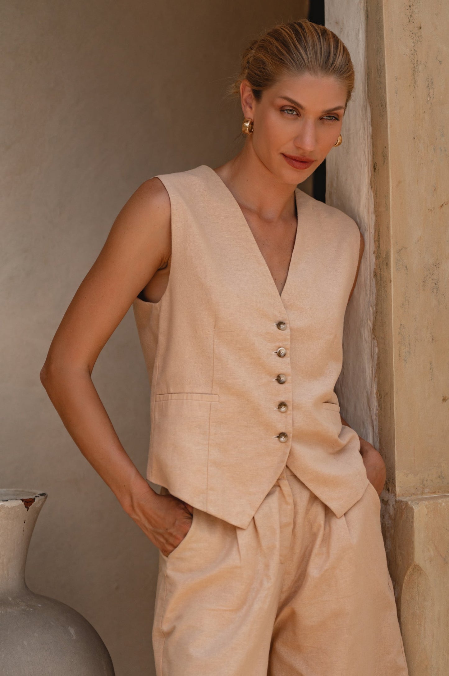 Paige Linen Vest-5