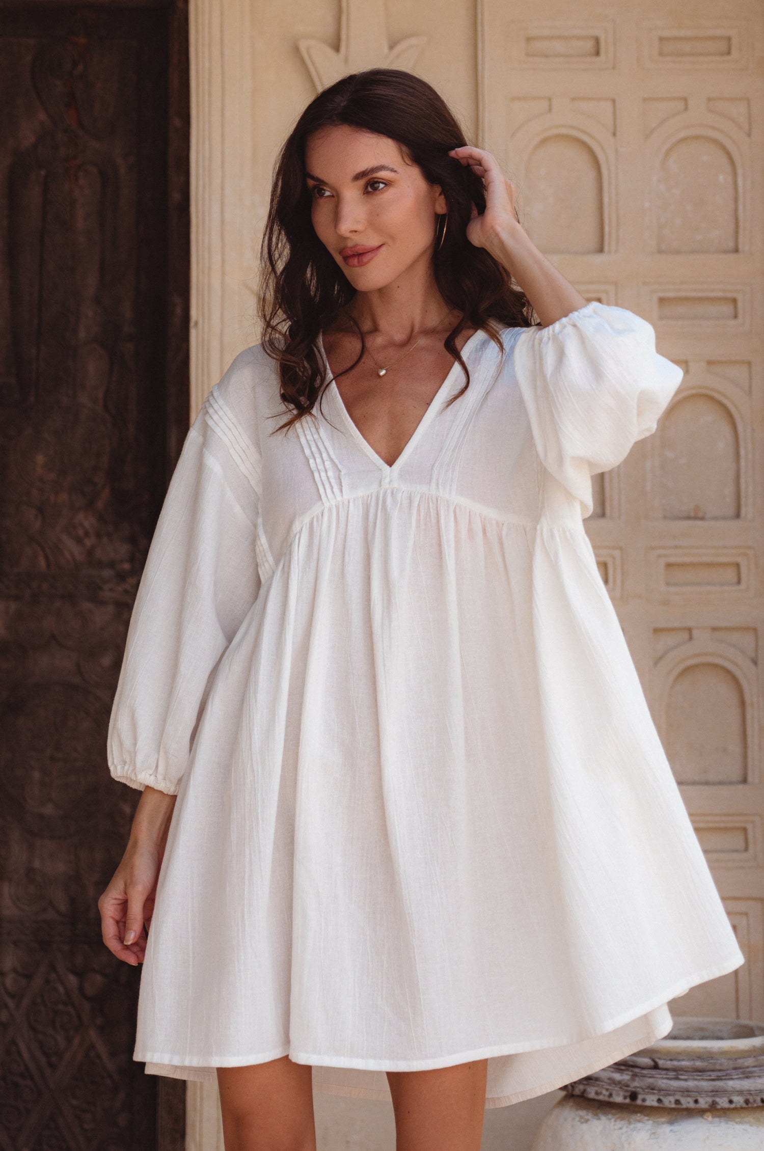 Palmira Handcrafted Linen Mini Dress-4