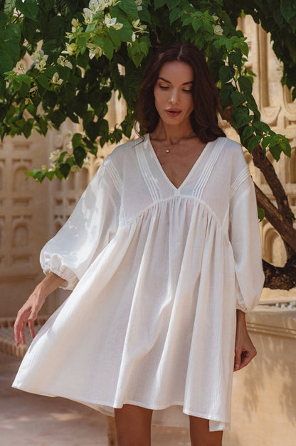Palmira Handcrafted Linen Mini Dress-7