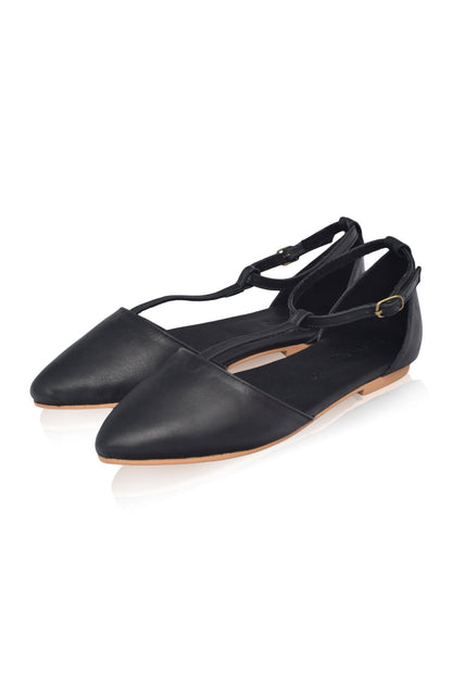 Paula Pointy Leather Flats (Sz. 9.5)-3