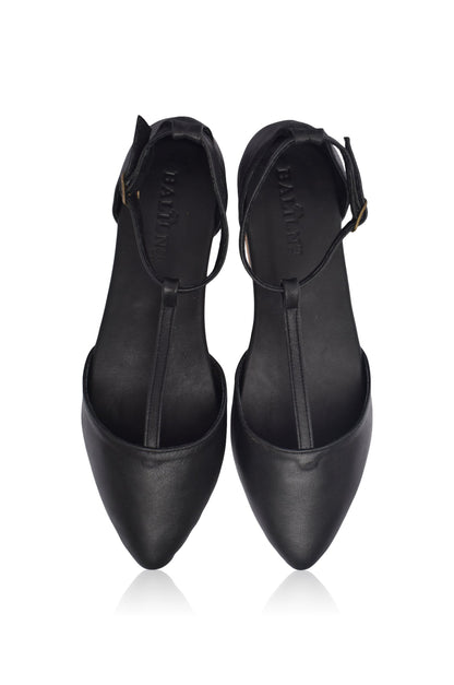 Paula Pointy Leather Flats (Sz. 9.5)-4