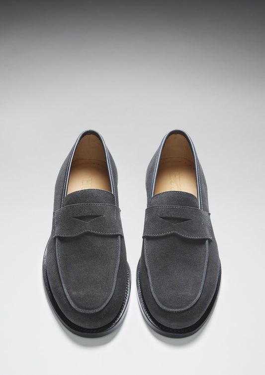 Slate Grey Suede Loafers, Welted Leather Sole
