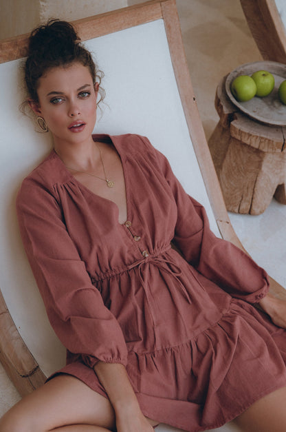 Positano Linen Mini Dress-0