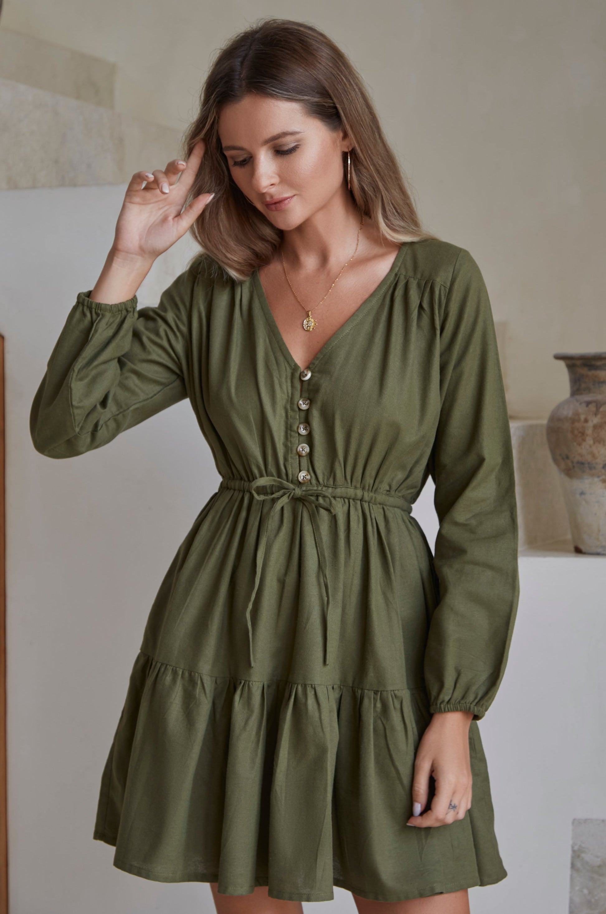 Positano Linen Mini Dress (Sale)-2