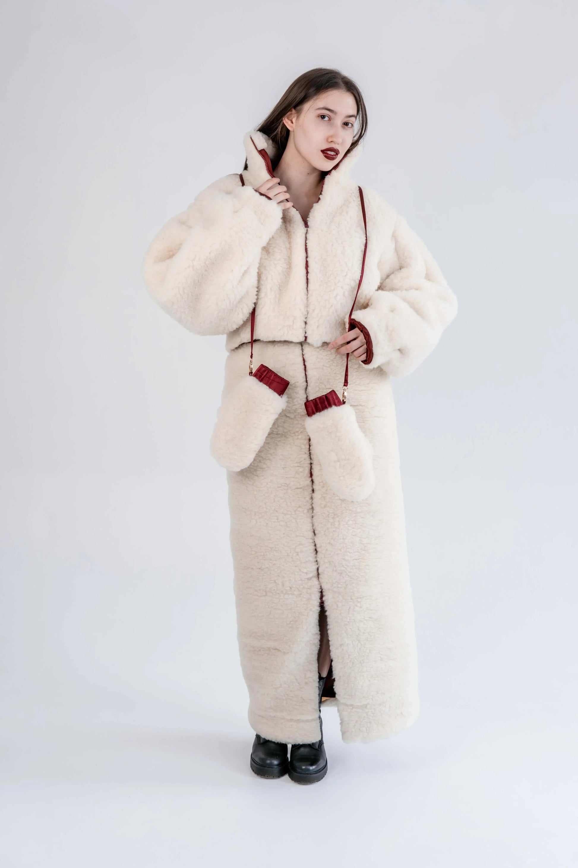 Woolen Women's Short Jacket - White-3