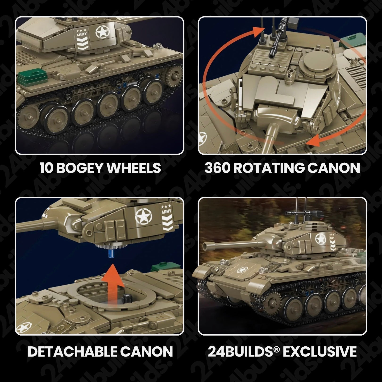 Remote Controlled M24 Chaffee Tank | 932pcs-2