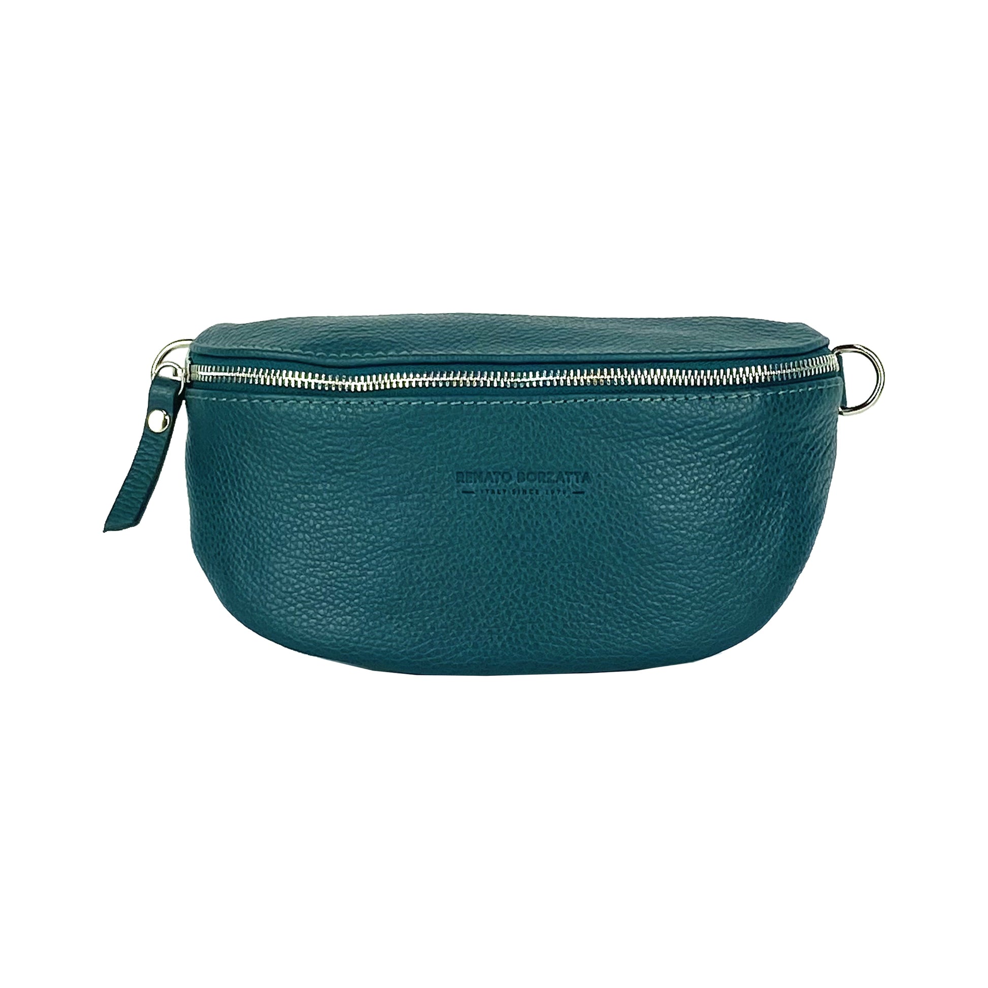 RB1015BZ | Fanny pack with removable shoulder strap in Genuine Leather Made in Italy. Polished Nickel metal snap hook attachments - Brassy color - Dimensions: 24 x 14 x 7-1