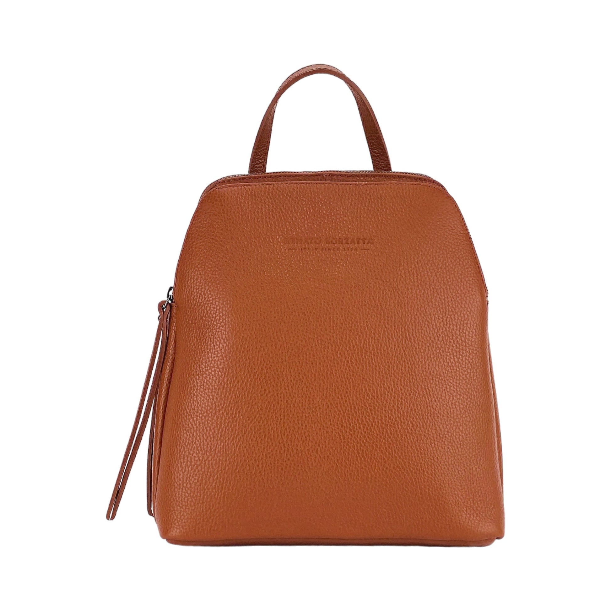 RB1018AM | Women's Double Compartment Backpack in Genuine Leather Made in Italy with adjustable shoulder straps. Gunmetal hardware - Paprika color - Dimensions: 26 x 30 x 14.5 cm.-2