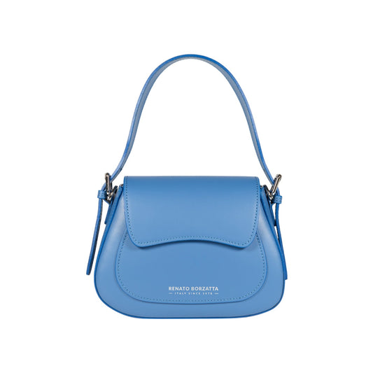 RB1030CP | EMMA Women's Shoulder Bag with flap in Genuine Leather Made in Italy. Shiny Silver metal hardware - Wisteria color - Dimensions: 24 x 18 x 9 cm + 14.5 (Handle light)-0