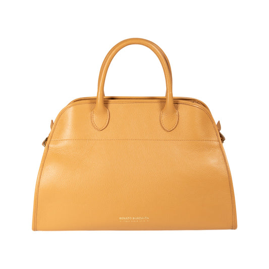 RB1032CQ | Women's Hand Bag FRIDA in Genuine Leather Made in Italy. Shiny Gold metal hardware - Color Leather - Dimensions: cm 43 x 29 x 24 + 12 (Light handles)-0