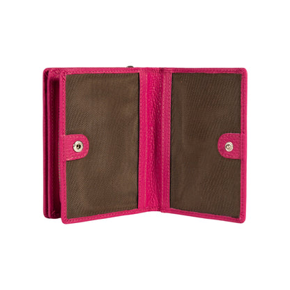 RB1080SBE | Women's Wallet Made in Italy in Genuine Dollar Grain Leather. Color: Fuchsia. Dimensions (closed): 13 x 9 x 2.5 cm-2