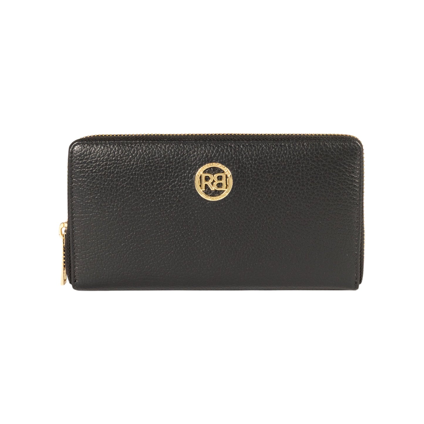 RB1081GA | Women's zip-up wallet, Made in Italy in genuine grained leather. Color: Black. Dimensions: 20 x 10 x 2.5 cm.-0