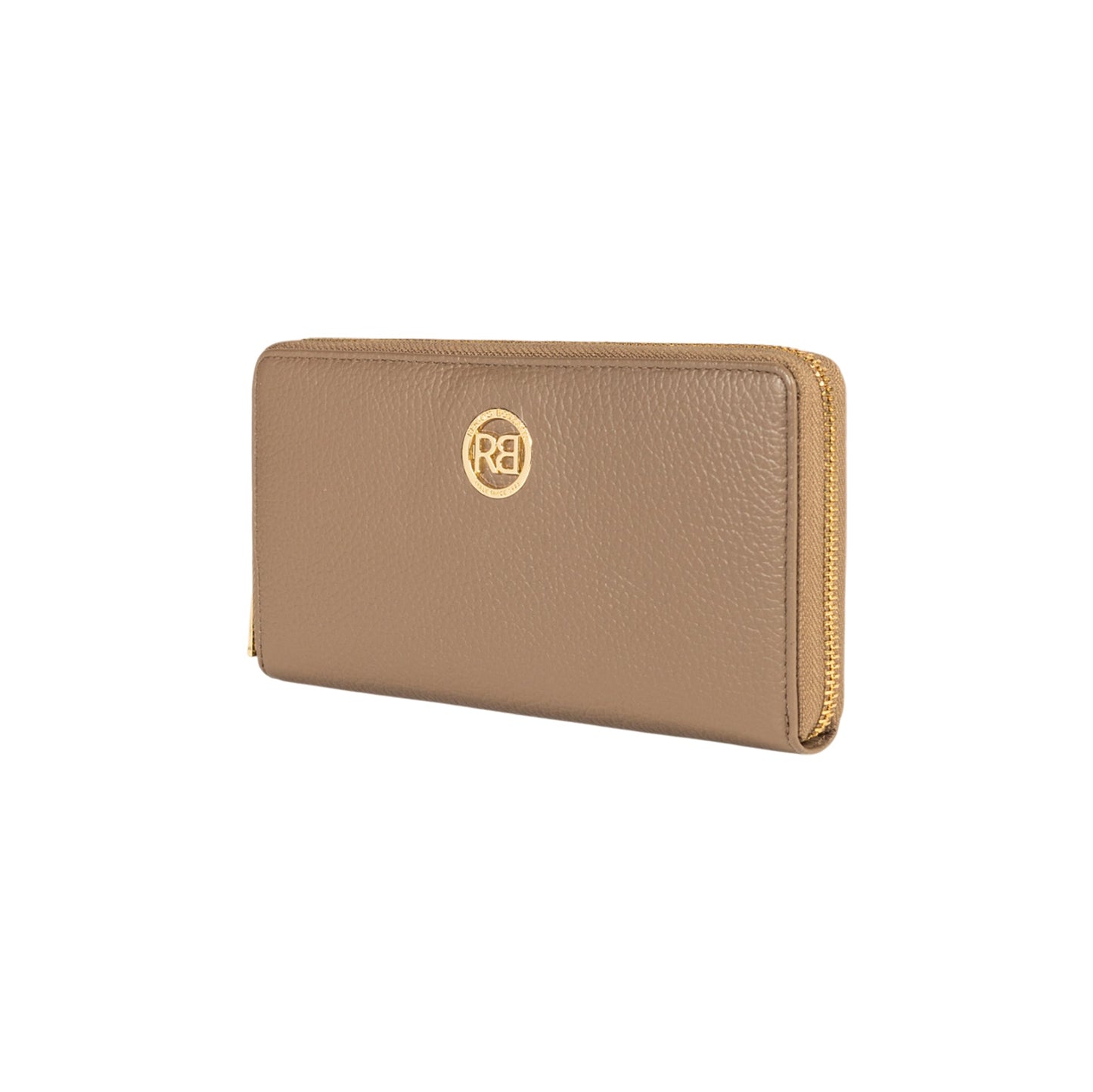 RB1081GAQ | Women's zip-up wallet made in Italy in genuine grained leather. Taupe color. Dimensions: 20 x 10 x 2.5 cm.-1