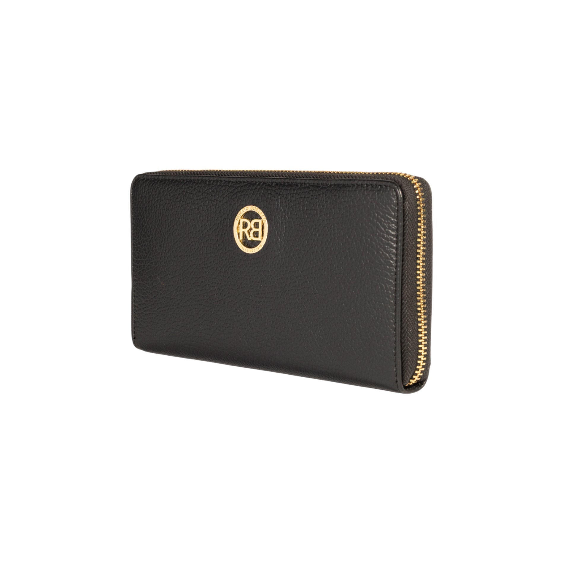 RB1081GA | Women's zip-up wallet, Made in Italy in genuine grained leather. Color: Black. Dimensions: 20 x 10 x 2.5 cm.-1