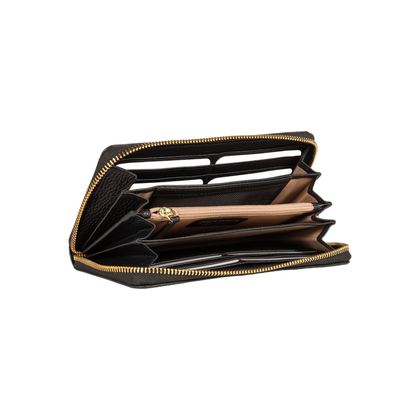 RB1081GA | Women's zip-up wallet, Made in Italy in genuine grained leather. Color: Black. Dimensions: 20 x 10 x 2.5 cm.-2