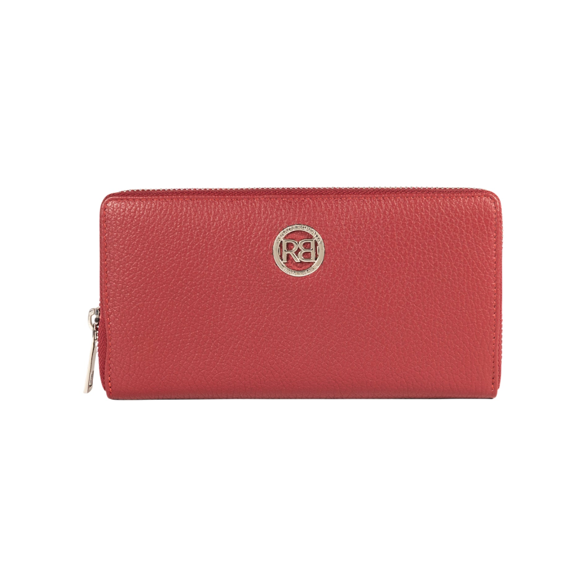 RB1081SQ | Women's zip-up wallet, Made in Italy in genuine grained leather. Ruby color. Dimensions: 20 x 10 x 2.5 cm.-0