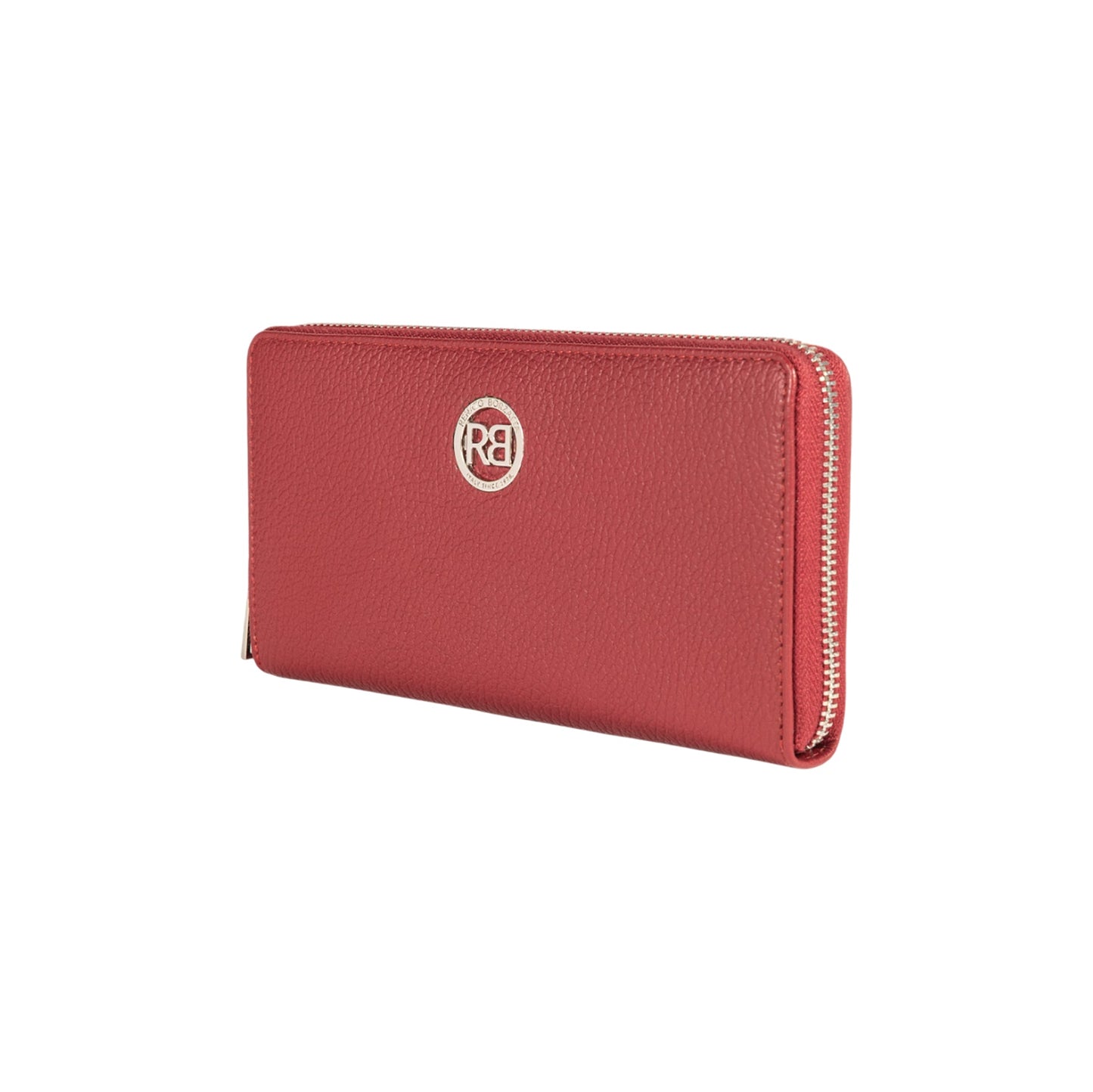 RB1081SQ | Women's zip-up wallet, Made in Italy in genuine grained leather. Ruby color. Dimensions: 20 x 10 x 2.5 cm.-1
