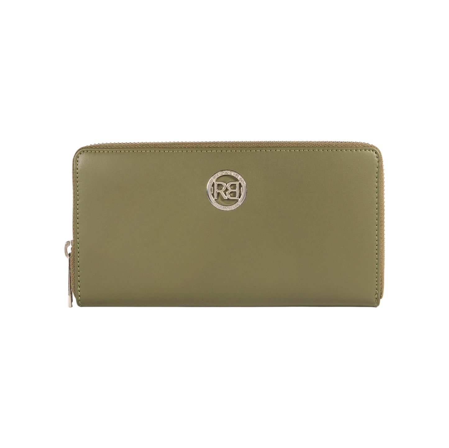 RB1084SE | Women's zippered wallet made in Italy in smooth, matte genuine leather. Color: Green. Dimensions: 20 x 10 x 2.5 cm.-0