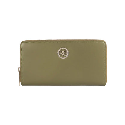 RB1084SE | Women's zippered wallet made in Italy in smooth, matte genuine leather. Color: Green. Dimensions: 20 x 10 x 2.5 cm.-0