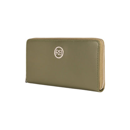 RB1084SE | Women's zippered wallet made in Italy in smooth, matte genuine leather. Color: Green. Dimensions: 20 x 10 x 2.5 cm.-1