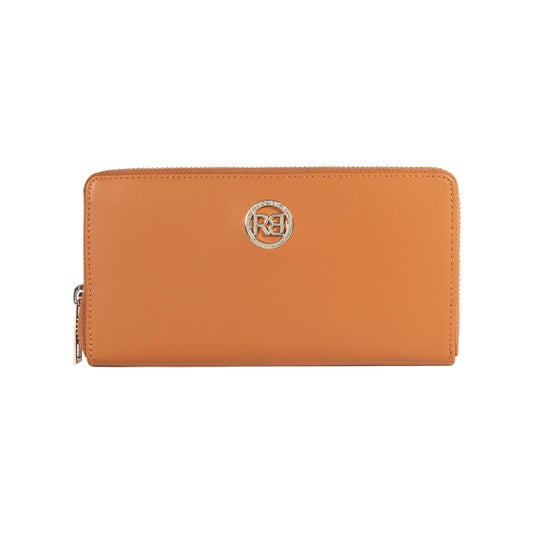 RB1084SS | Women's zippered wallet made in Italy in smooth, matte genuine leather. Cognac color. Dimensions: 20 x 10 x 2.5 cm-0