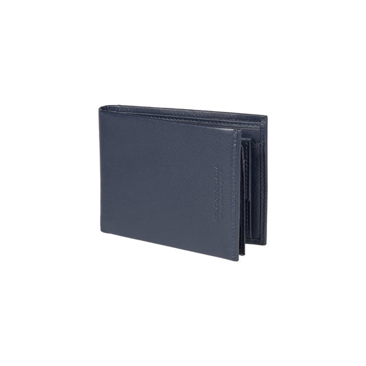 RB12004D | Men's folded wallet in genuine full-grain leather, with light grain. Blue color. RFID protection. Size when closed: 12.5 x 9.5 x 2 cm. Packaging: gift box bottom/cover-0