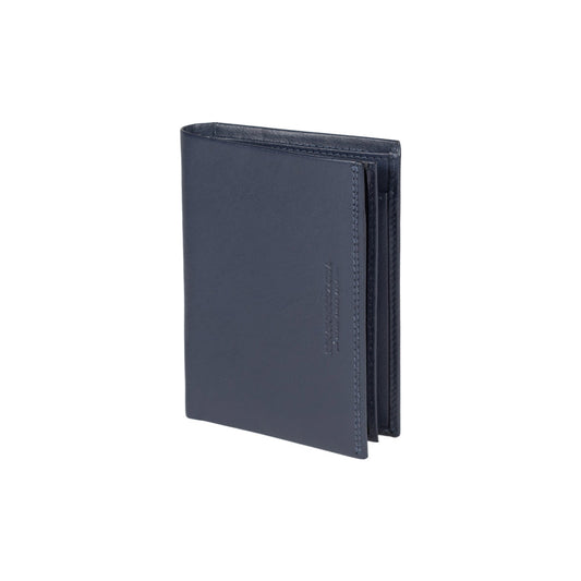 RB12009D | Men's flap pocket wallet in genuine full-grain leather, with light grain. Blue color. RFID protection. Size when closed: 9.5 x 13 x 2 cm. Packaging: gift box bottom/cover-0
