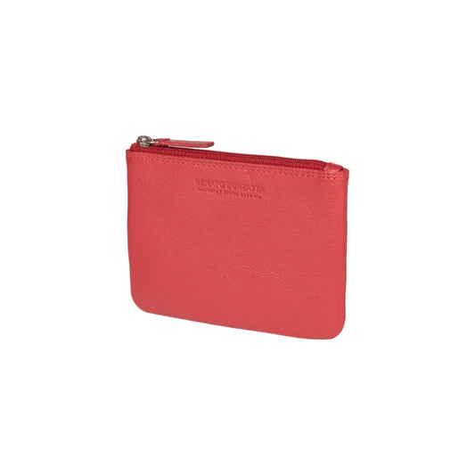 RB12032V | Key fob/coin pouch in genuine full-grain leather, with light grain. Red color. RFID protection. Dimensions: 13 x 9 x 0.5 cm. Packaging: Gift box bottom/cover (copy)-0