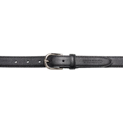 RB4016A | Women's Belt Made in Italy in Genuine Saffiano Leather. Polished Silver Buckle. Color: Black. Dimensions: 115 x 2.5 x 0.5 cm (waistline 100 cm)-1