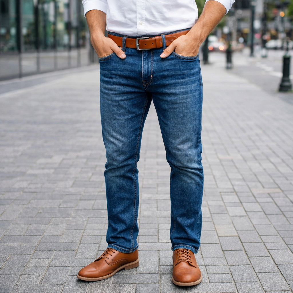 RB4027S | Men's Belt Made in Italy in Genuine Vegetable-Tanned Leather. Satin Gunmetal Buckle. Cognac Color. Dimensions: 125 x 4.0 x 0.5 cm (waistline 110 cm)-3
